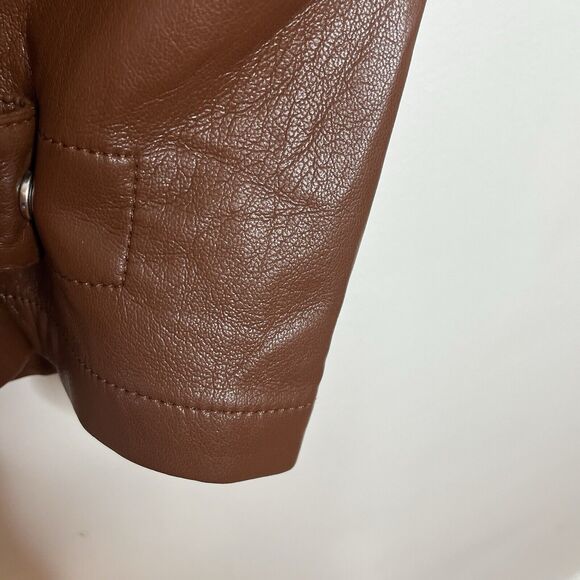 Aritzia Wilfred Faux Leather Cargo Pants Brown Womens 12 Barrel Leg Vegan - Picture 7 of 10